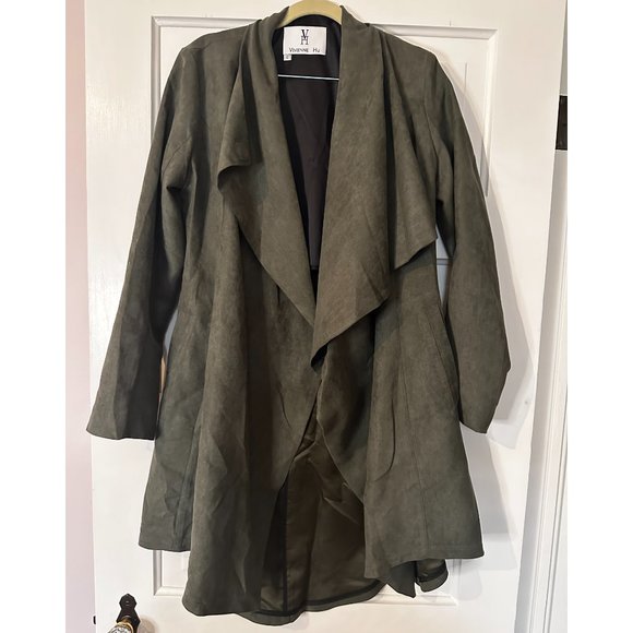 Vivian Hu Green Hi Low Suede Jacket Small - Picture 3 of 6